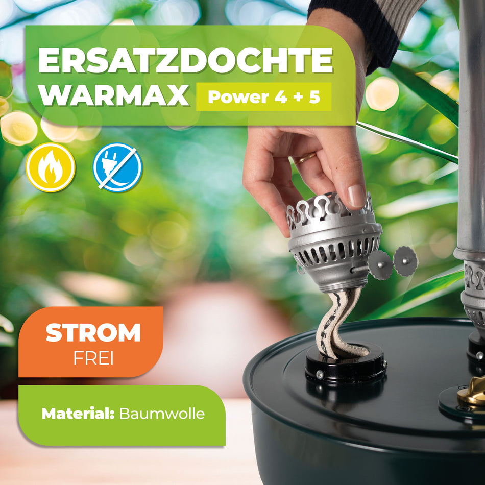 BioGreen Ersatzdocht für Paraffin-Gewächshausheizungen Warmax Power 4 und Warmax Power 5 aus Baumwolle