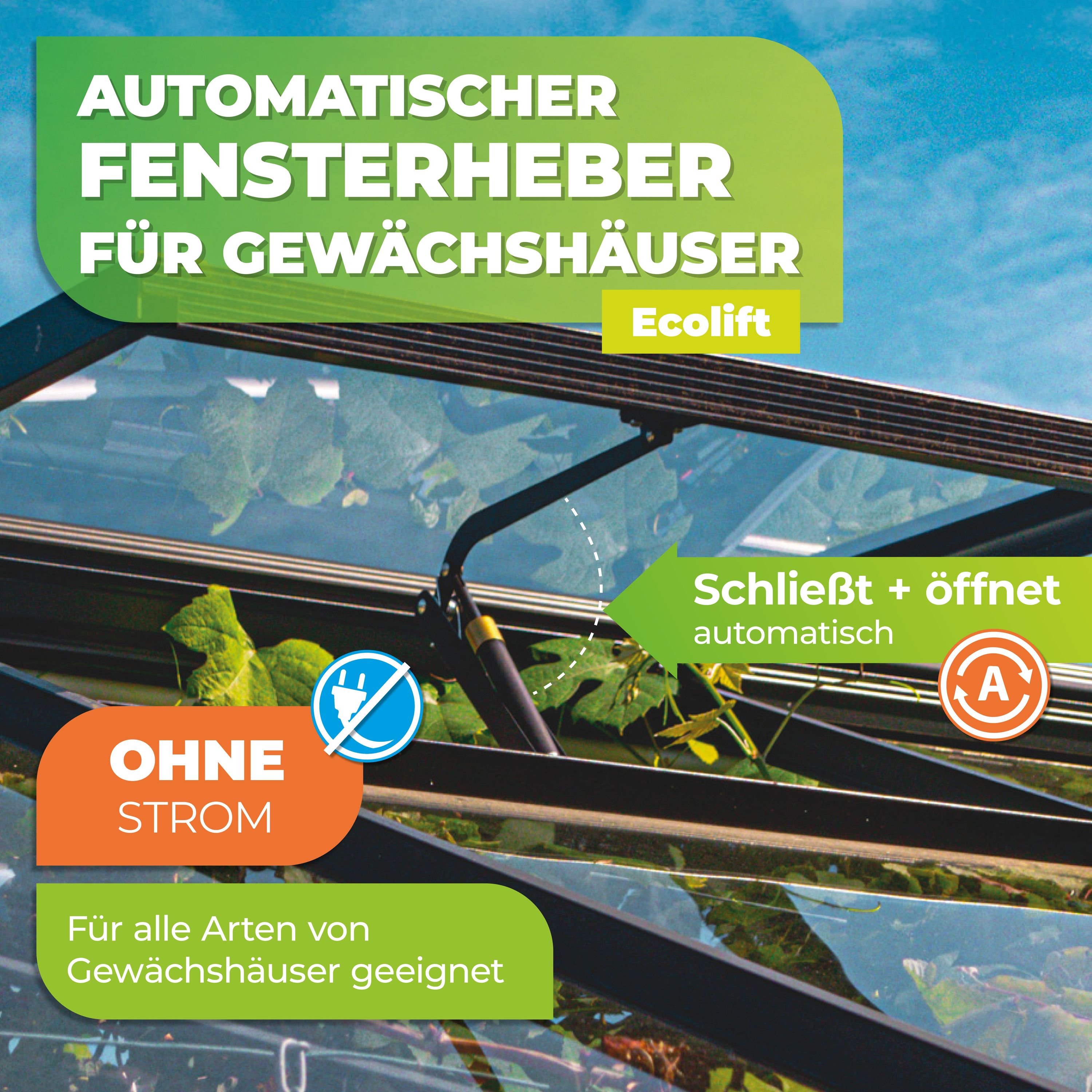 BioGreen Fensterheber für Gewächshäuser Übersicht Funktionen