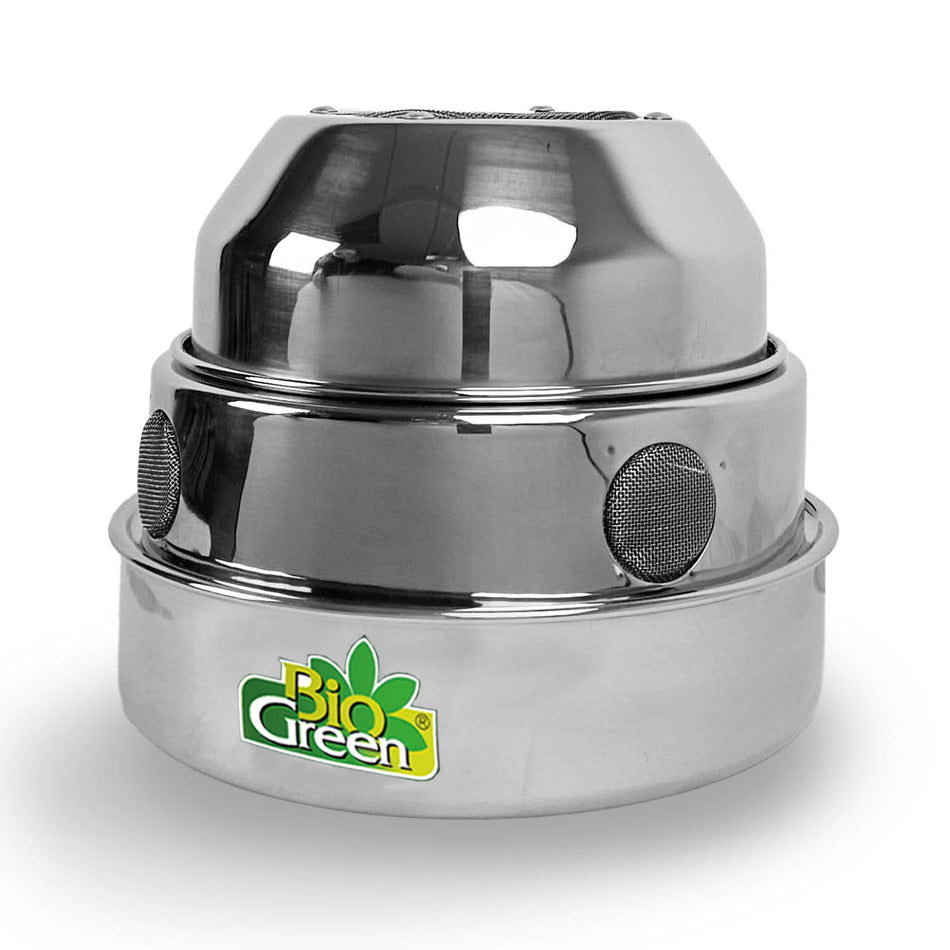 BioGreen Paraffin-Gewächshausheizung Warmax Antifrost aus Edelstahl freigestellt