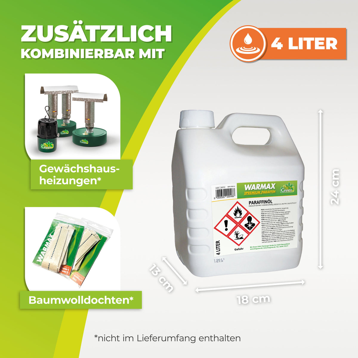 BioGreen Paraffin-Öl Warmax Premium Kombinationsmöglichkeiten