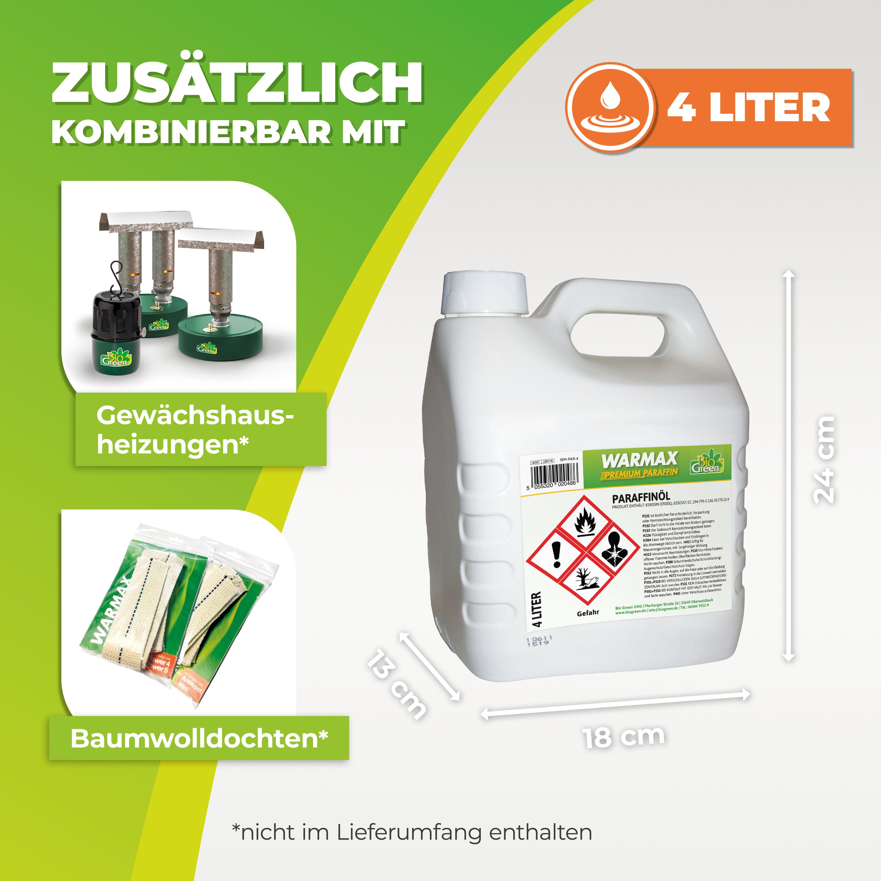 BioGreen Paraffin-Öl Warmax Premium Kombinationsmöglichkeiten