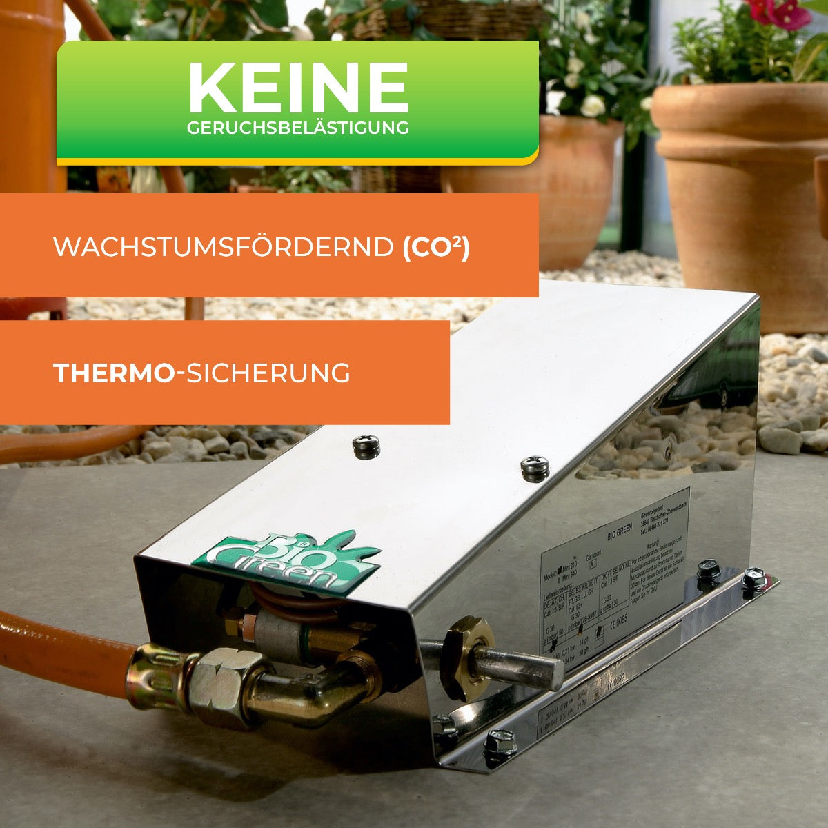 Bio Green Gas-Gewächshausheizung MI 80 mit Thermosicherung
