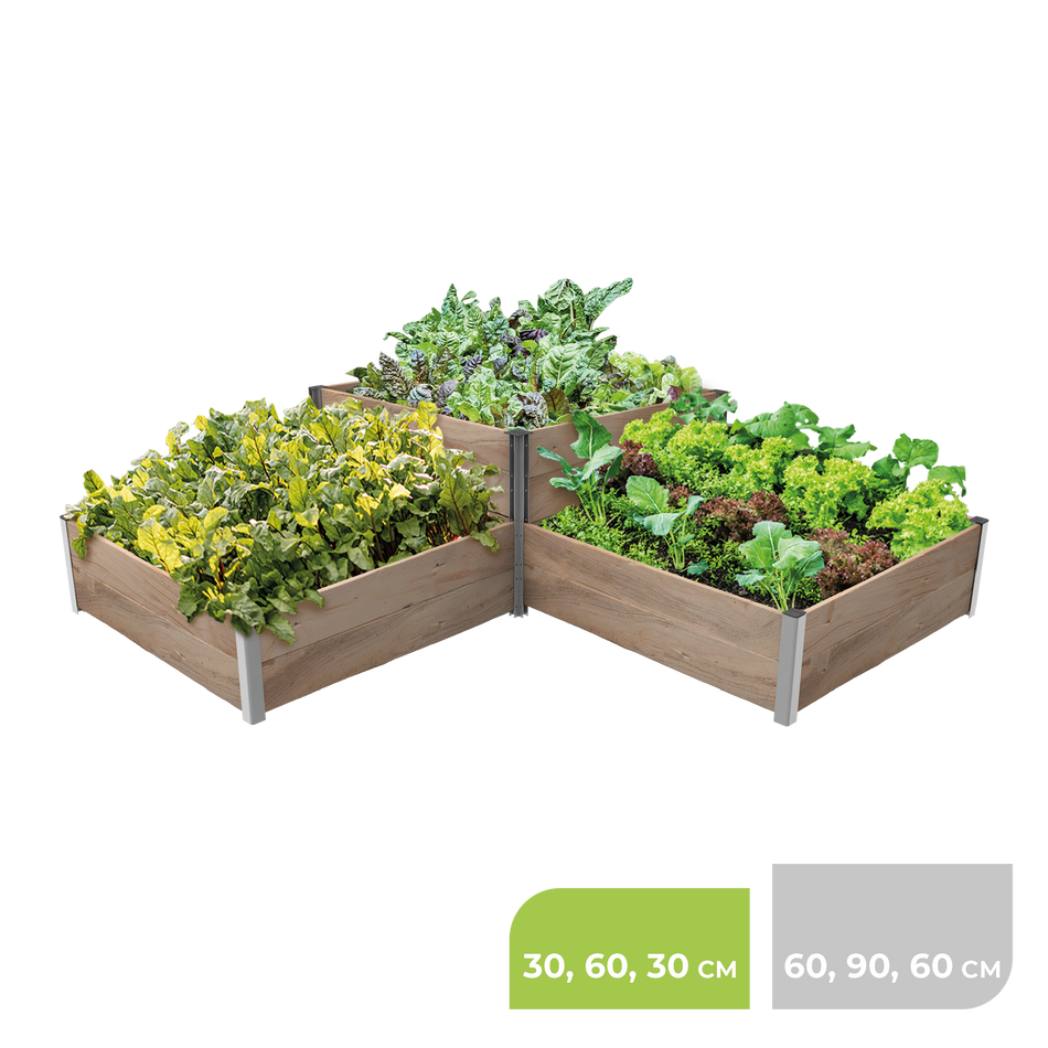 BioGreen Modulares Hochbeet-System ErnteMAXX L-Treppen-Form 30 und 60 cm hoch