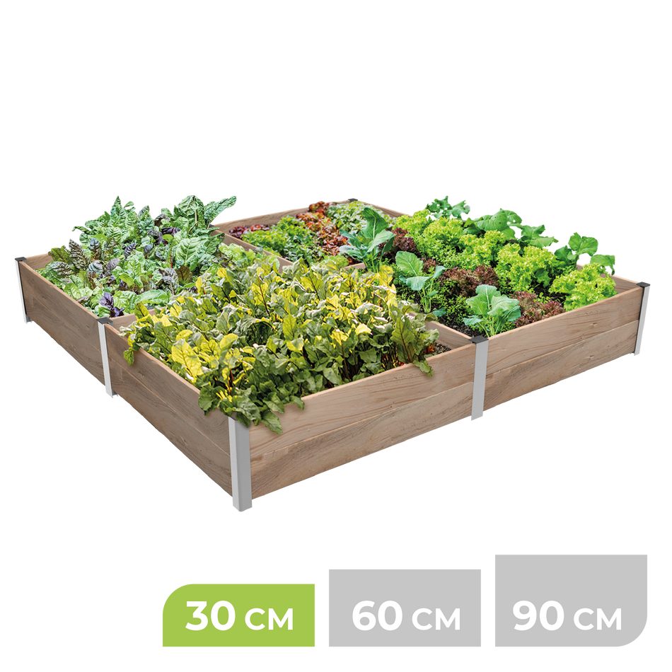 BioGreen Modulares Hochbeet-System ErnteMAXX Quadrat groß 4 Quadratmeter 30 cm Höhe