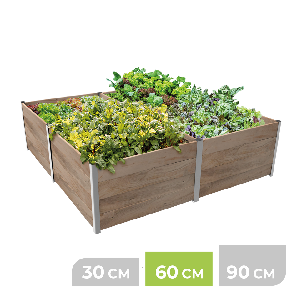 BioGreen Modulares Hochbeet-System ErnteMAXX Quadrat groß 4 Quadratmeter 60 cm Höhe