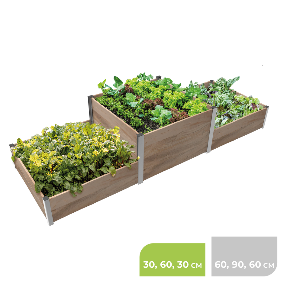 BioGreen Modulares Hochbeet-System ErnteMAXX Siegerpodest 3 Quadratmeter 30 und 60 cm Höhe
