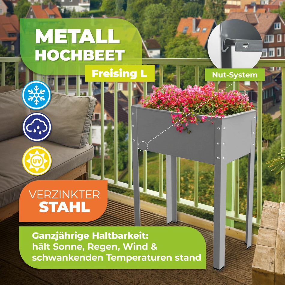Hochbeet "Freising L" aus verzinktem Metall B 60 x T 30 x H 80 cm