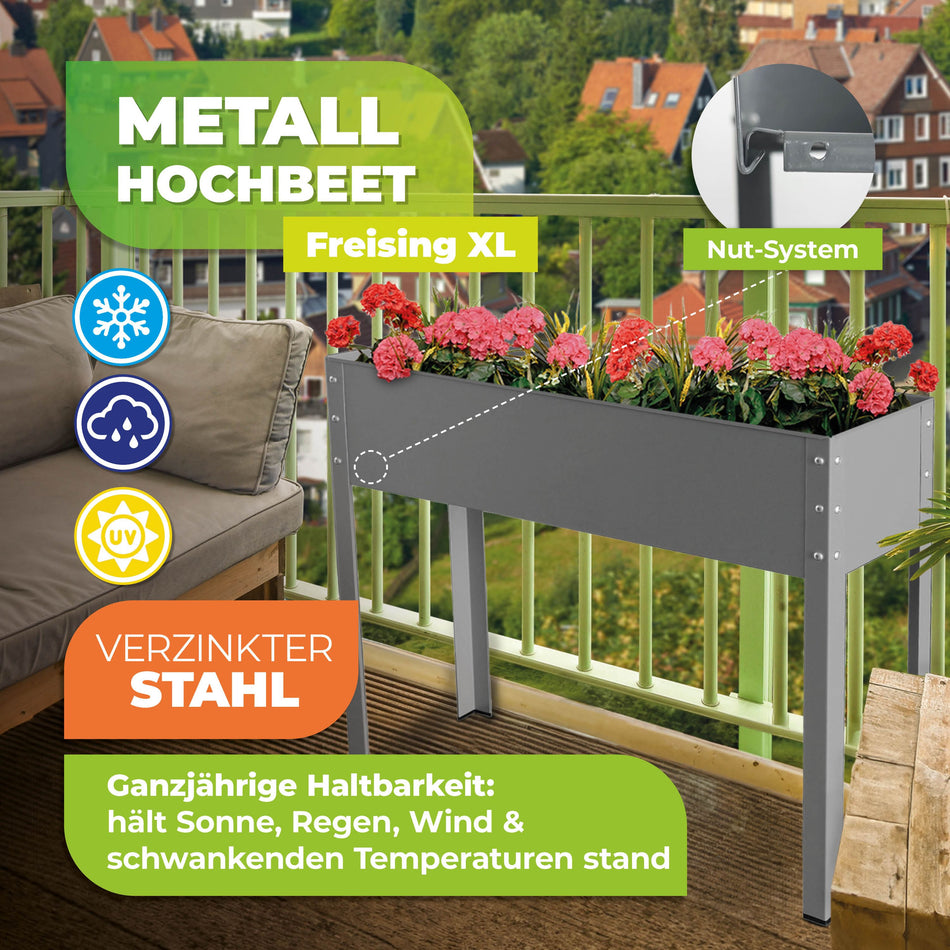 Hochbeet "Freising XL" aus verzinktem Metall B 100 x T 30 x H 80 cm
