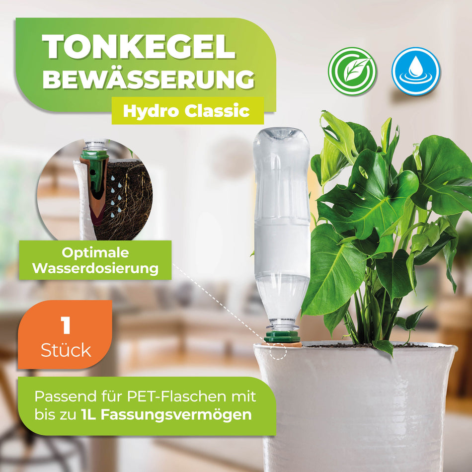 Tonkegelbewässerung "Hydro Classic" für 1 L Pet-Flaschen
