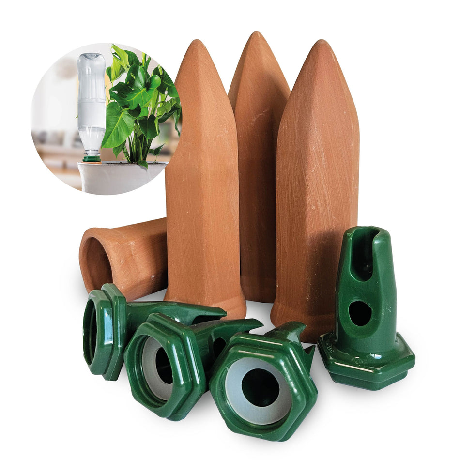 Tonkegelbewässerung 4 Stk. "Hydro Classic" für 1 L Pet-Flaschen