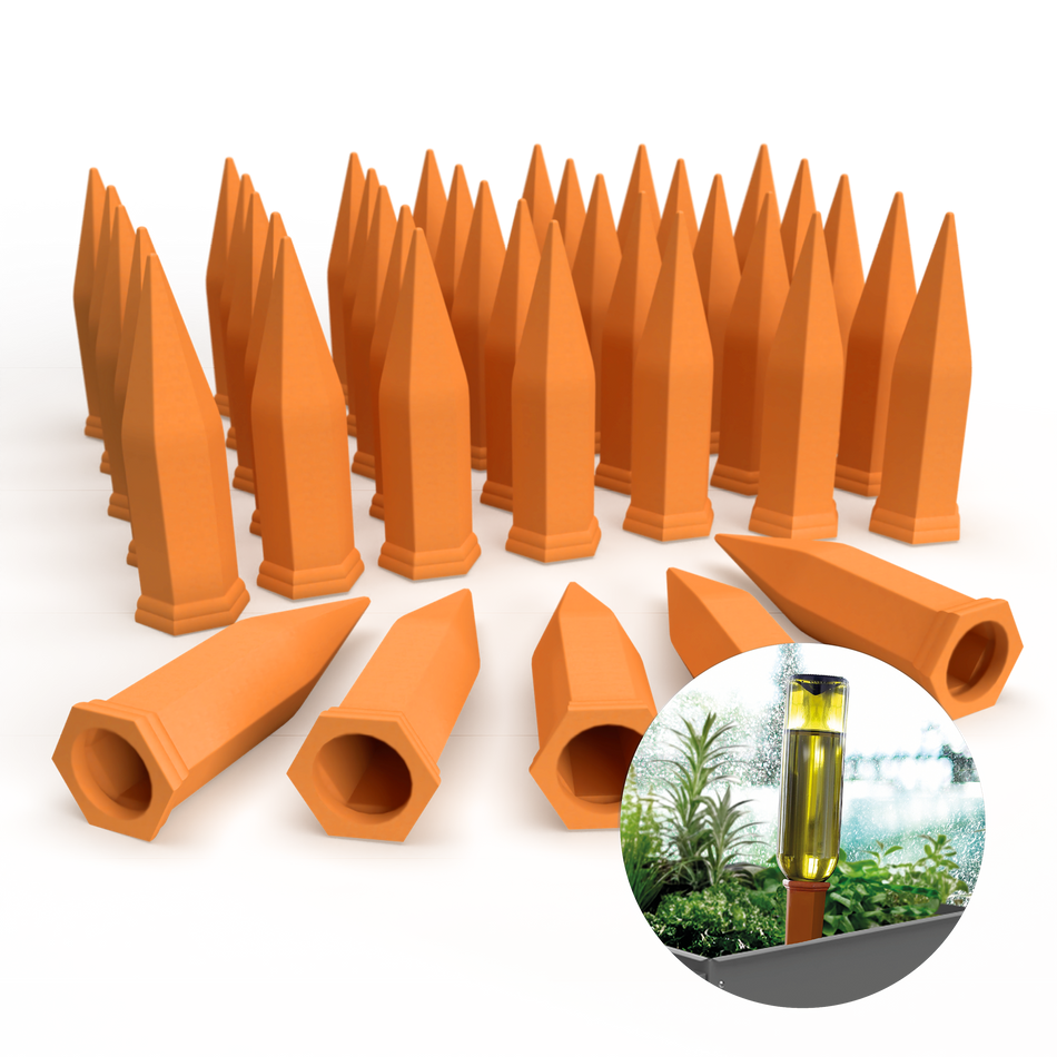 Topfpflanzenbewässerung „Hydro Wine“ 40 Stk. Tonkegel für Wein- & PET-Flaschen