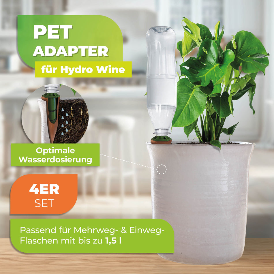 Pet Flaschen Adapter für das Tonkegel Bewässerungssystem "Hydro Wine" 4 Stück