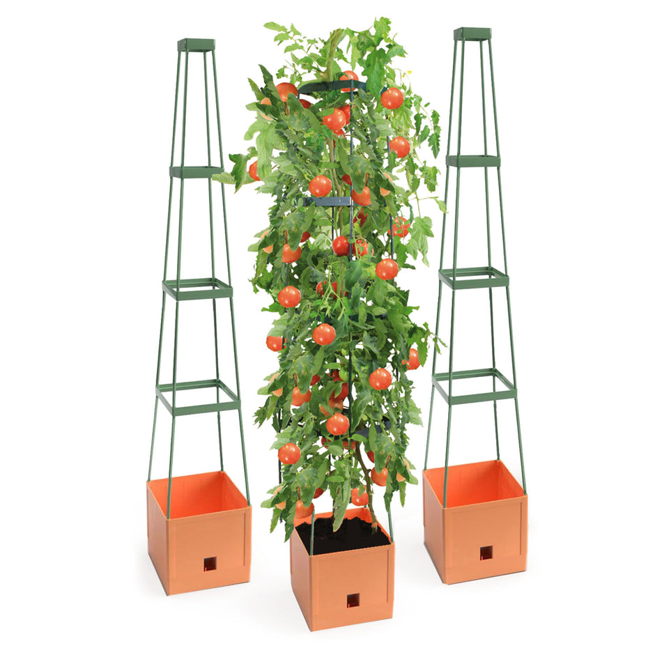 3er-Set Pflanzenturm MaxiTom, 150 cm, Farbe: terracotta