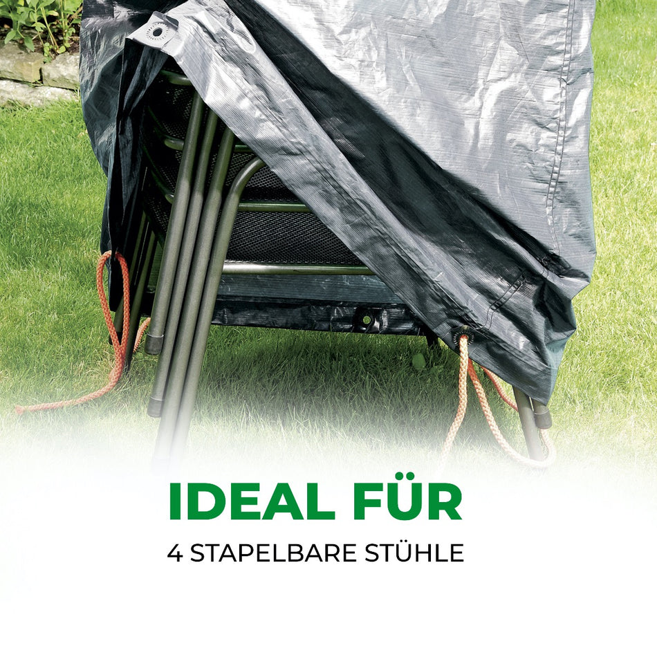 Rainexo Schutzhaube für 4 Gartenstühle - silbergrau - Milieubild