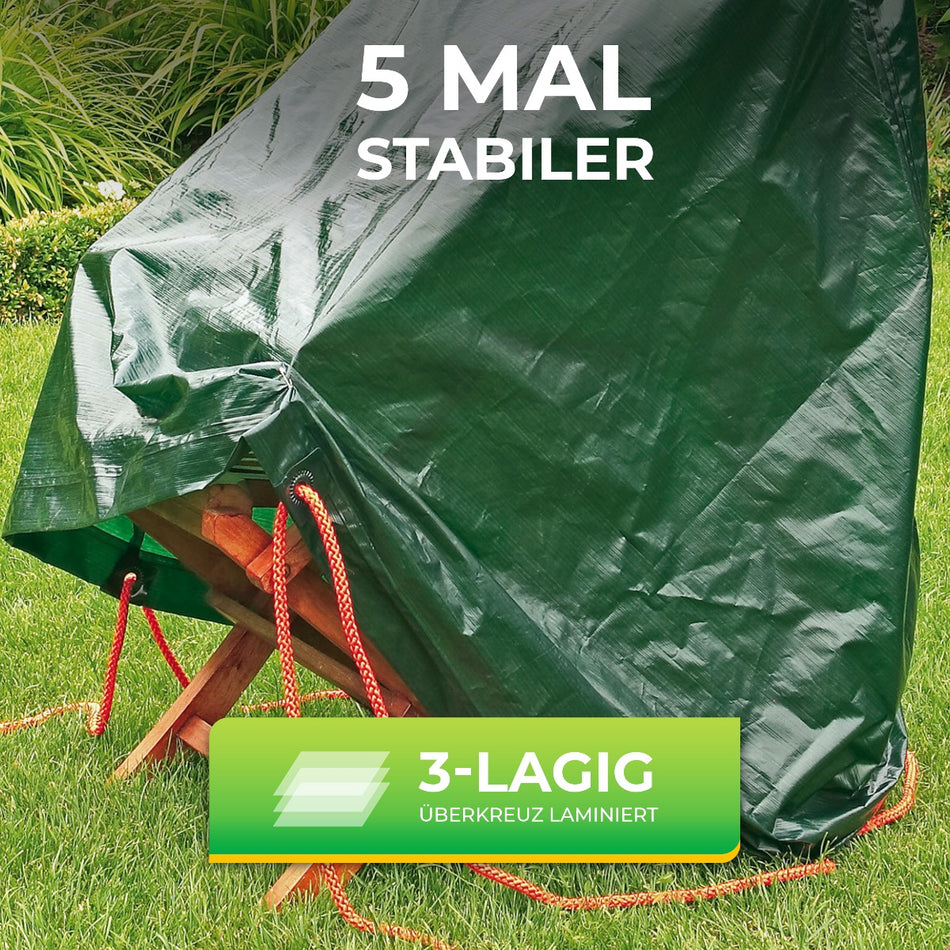 Rainexo Schutzhaube für 4 Gartenstühle aus 3-lagiger über Kreuz laminierter Folie - grün