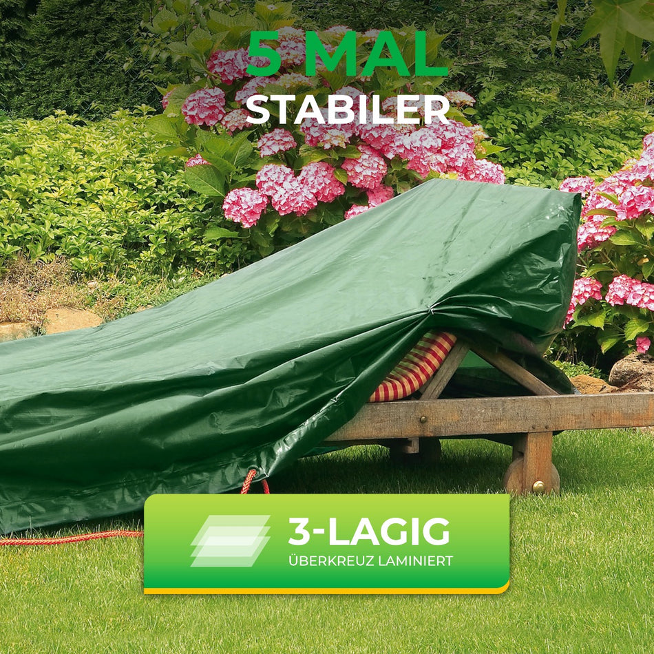 Rainexo Abdeckhaube für Gartenliege aus 3-lagiger über Kreuz laminierter Folie - grün
