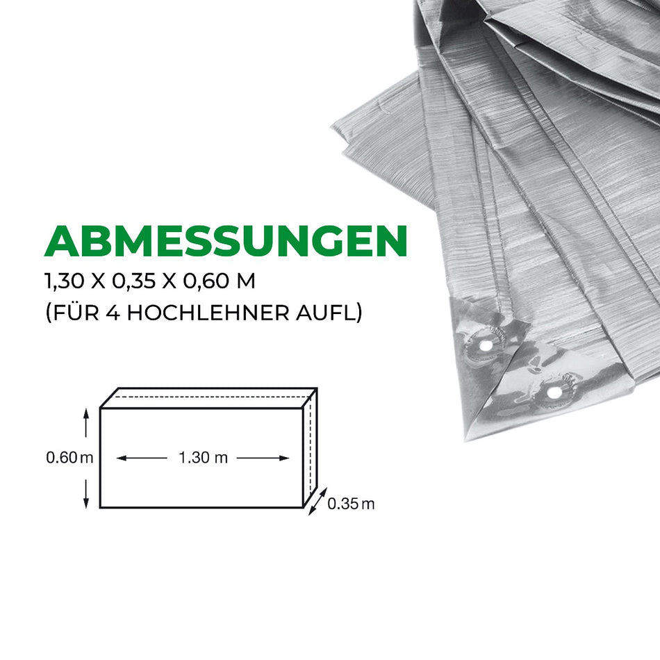 Rainexo Aufbewahrungshülle für Sitzkissen und Hochlehner-Auflagen - silbergrau - Maße