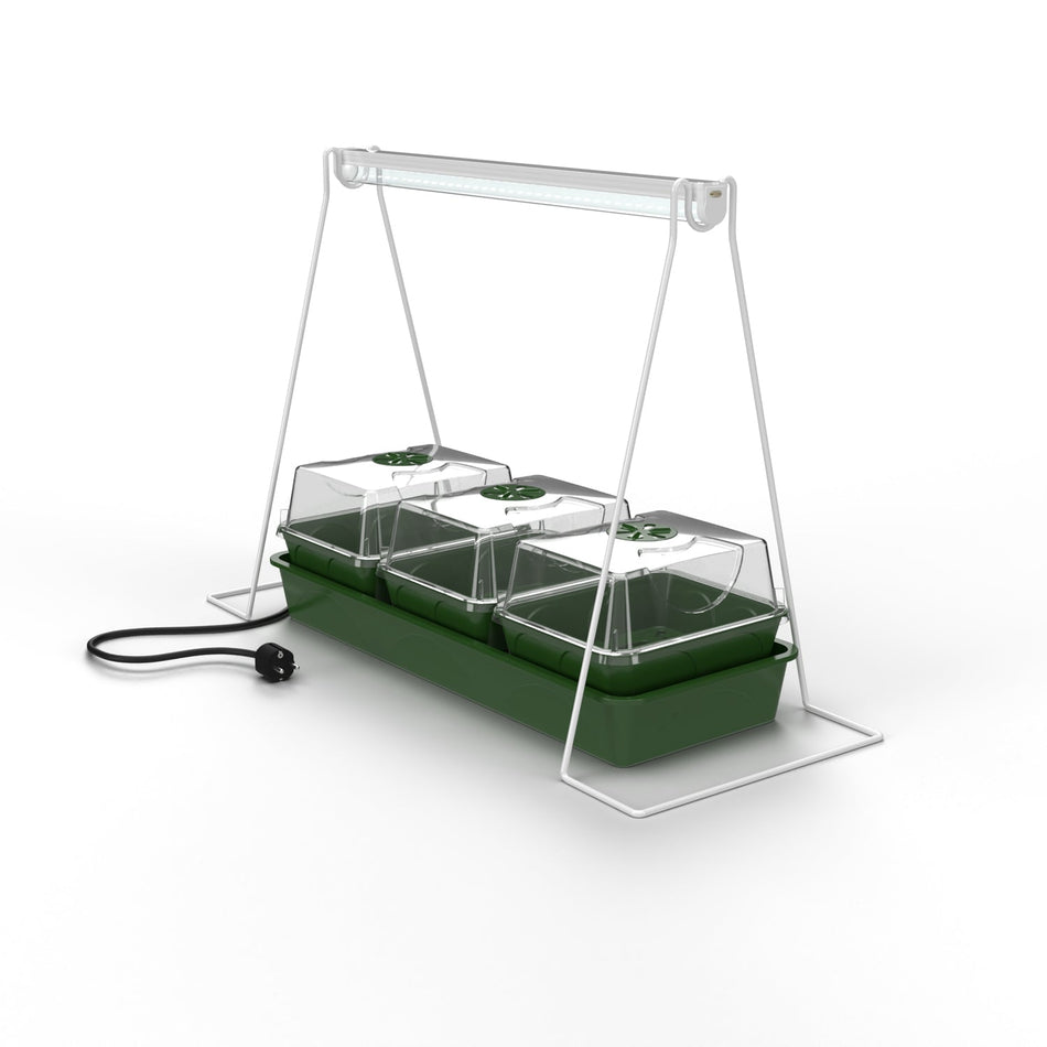 Anzuchtstation "Hollandia" mit LED - Lichtleiste "Florabooster 200" (60 cm) und Ständer - BioGreen GmbH