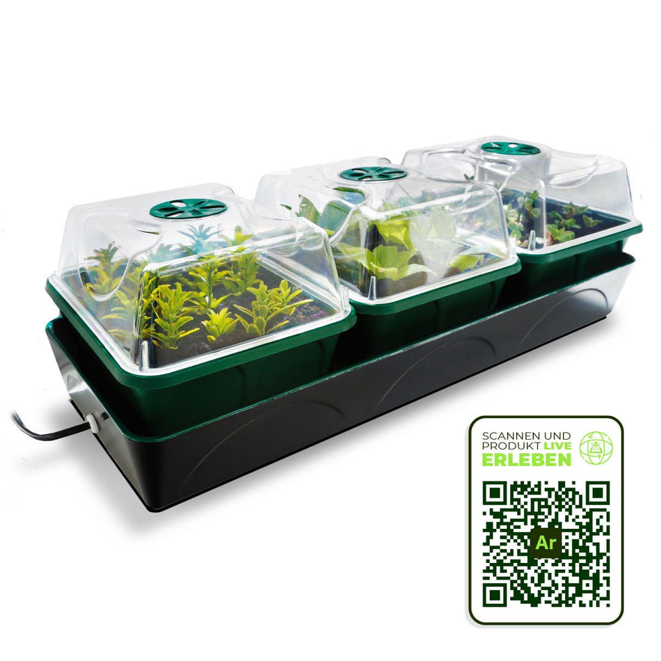 Anzuchtstation "Hollandia" mit LED - Lichtleiste "Florabooster 200" (60 cm) und Ständer - BioGreen GmbH