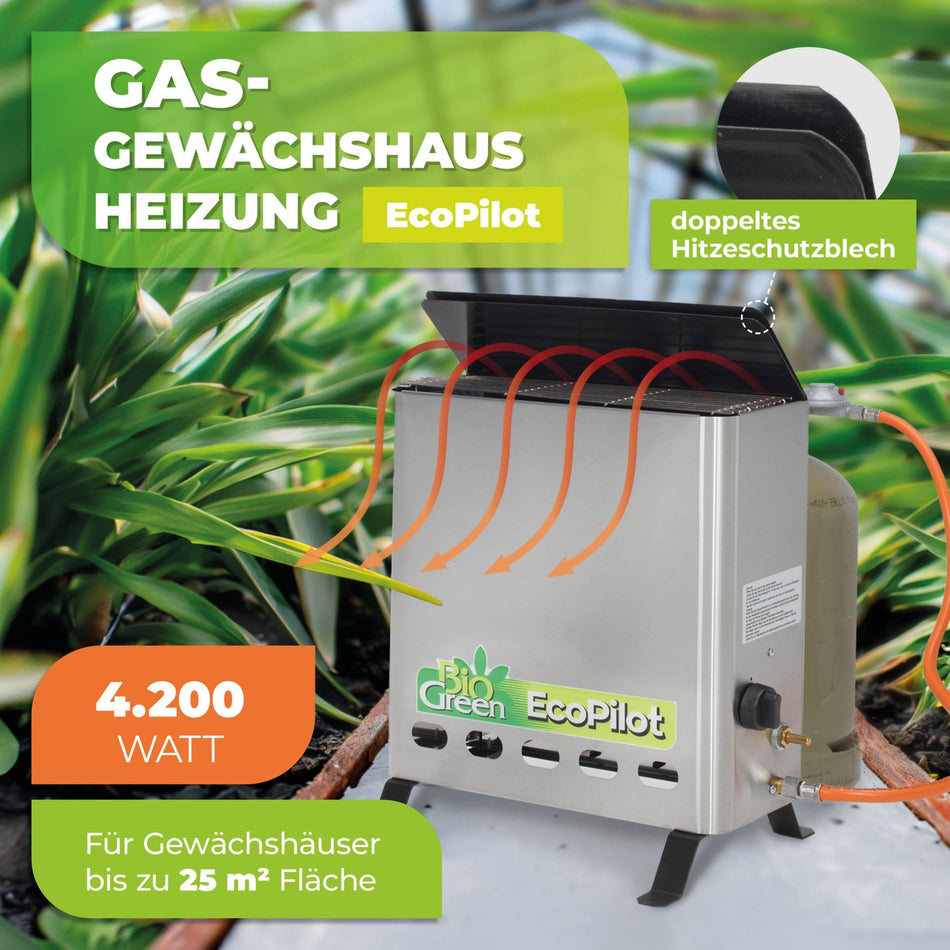Gas - Gewächshausheizung "EcoPilot" mit Zwei - Flaschen - Anlage "Multimatic" - BioGreen GmbH