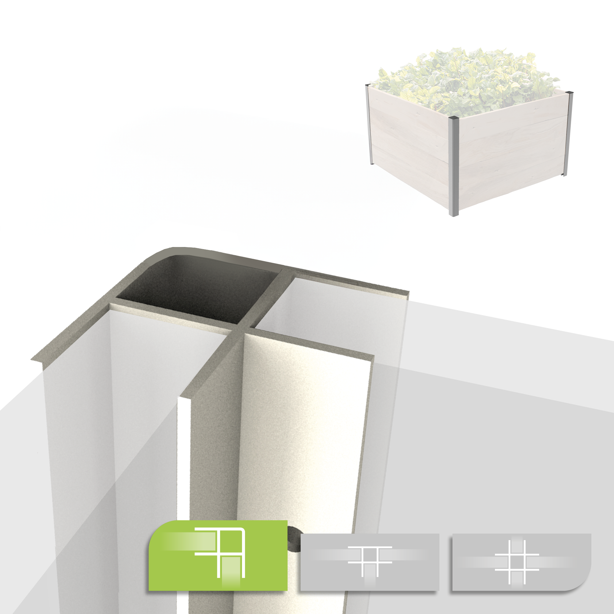 Profil d'angle en aluminium pour Hochbet Ermtemaxx disponible à 4 hauteurs