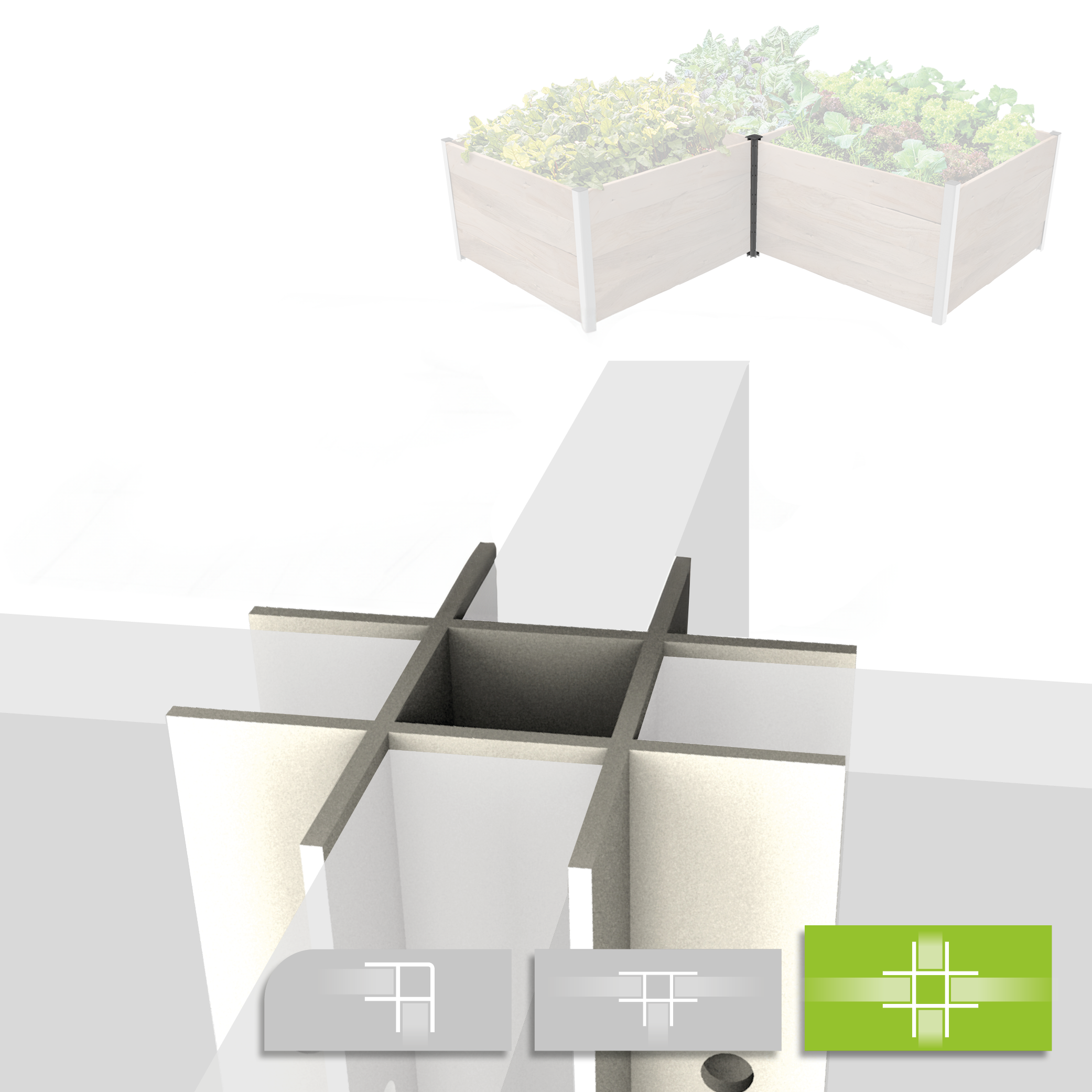 Profilé transversal en aluminium pour plate-bande surélevée HarvestMAXX disponible en 3 hauteurs