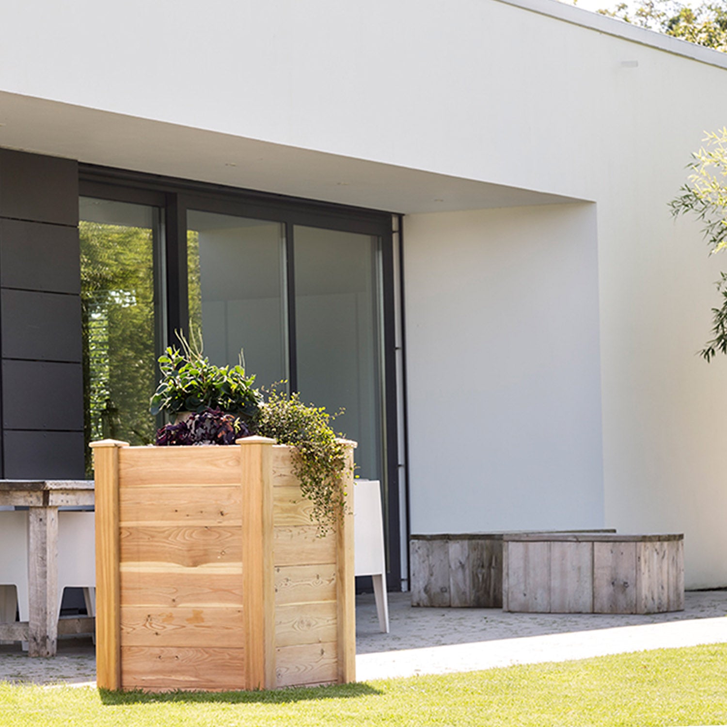 Hochbeet MULTIBOX aus Lärchenholz für Balkon L 78 x B 78 x H 89 cm