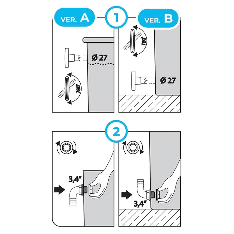 Überlaufbogen 3/4" - mit Handbohrer