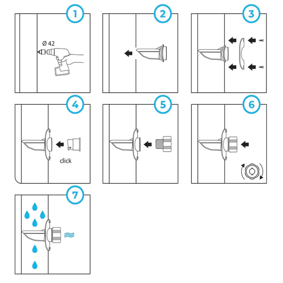 Regensammler für Fallrohr - mit Lochsäge und Regenrohr Anschluss