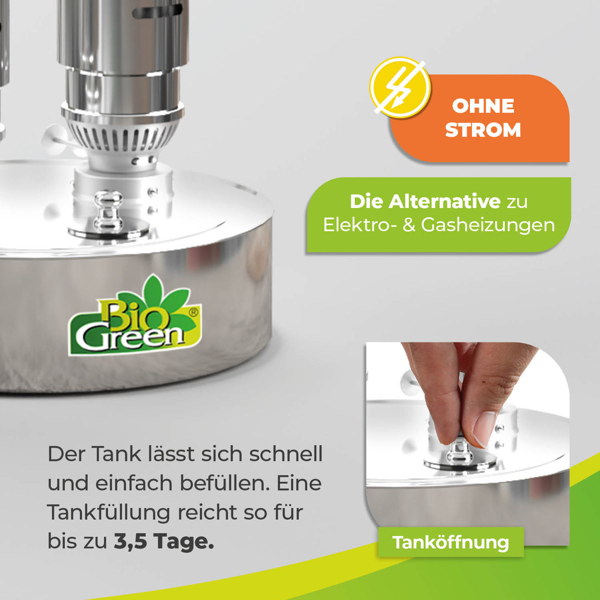 BioGreen Paraffin-Gewächshausheizung aus Edelstahl Warmax Power 5 Detailbild