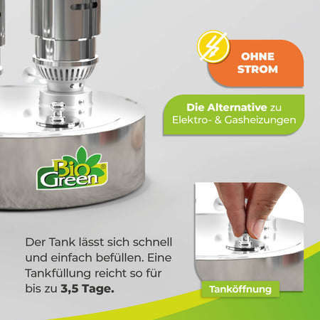 BioGreen Paraffin-Gewächshausheizung aus Edelstahl Warmax Power 5 Detailbild