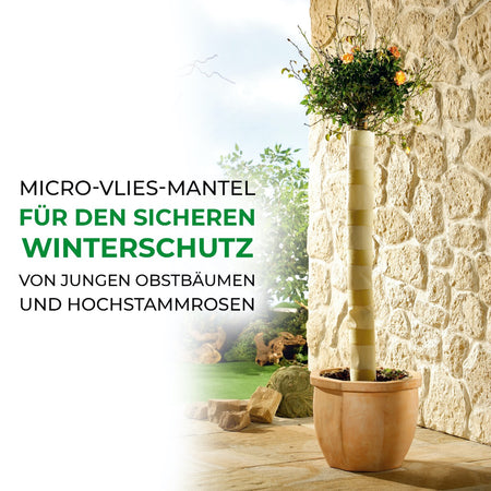 Bio Green Schutzmantel für Baumstämme aus Micro-Vlies für Winterschutz von jungen Obstbäumen und Hochstammrosen
