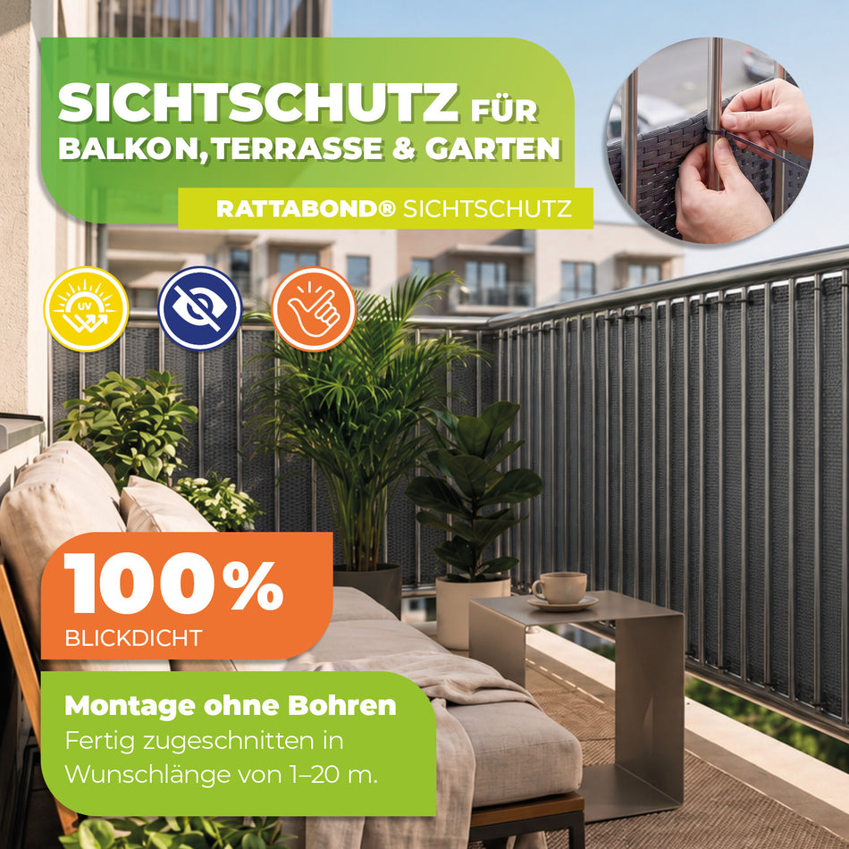 RATTABOND brise-vue pour balcon anthracite - extra durable, opaque et résistant aux UV