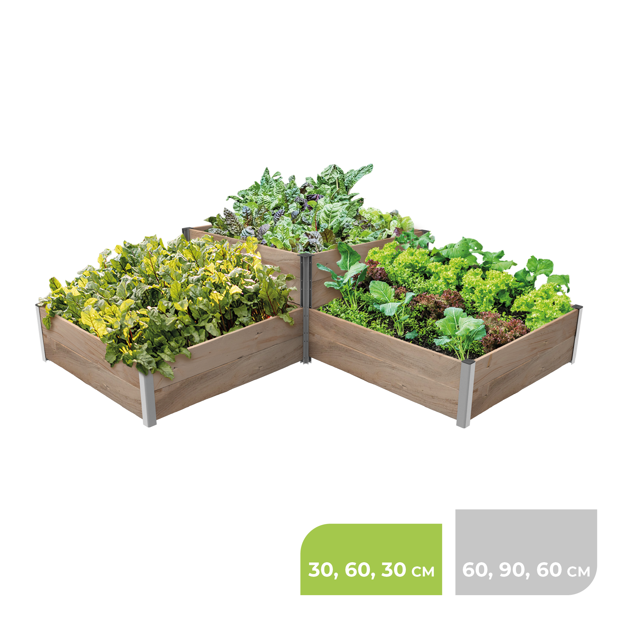 BioGreen Modulares Hochbeet-System ErnteMAXX L-Treppen-Form 30 und 60 cm hoch