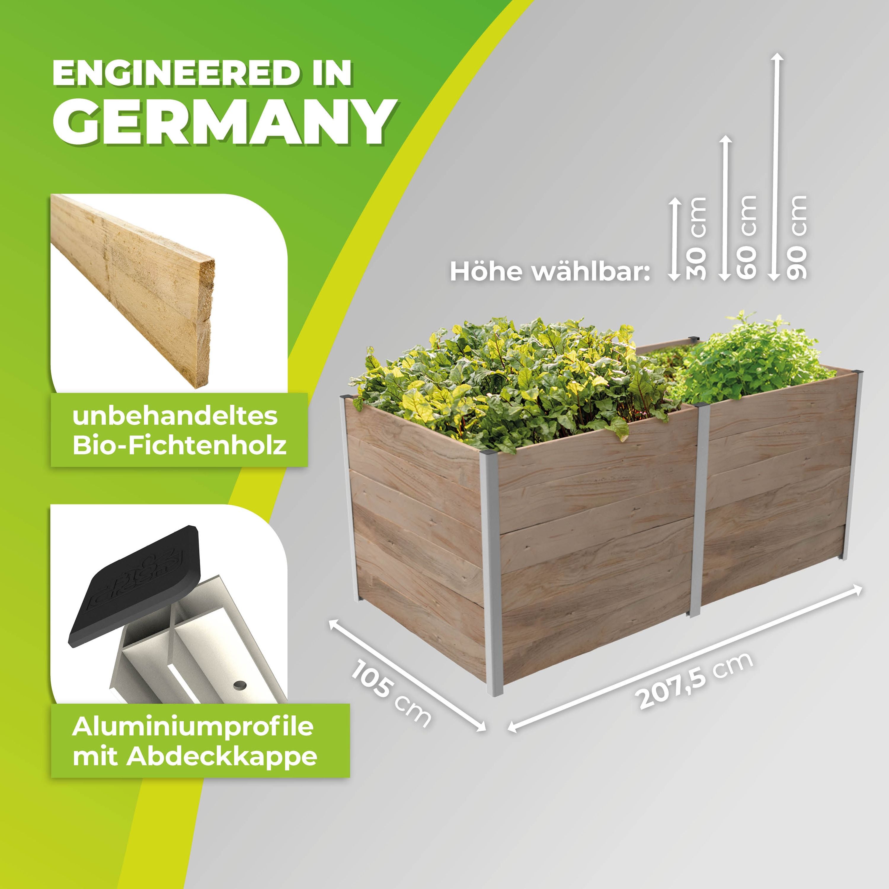 BioGreen Modulares Hochbeet-System ErnteMAXX Abmessungen