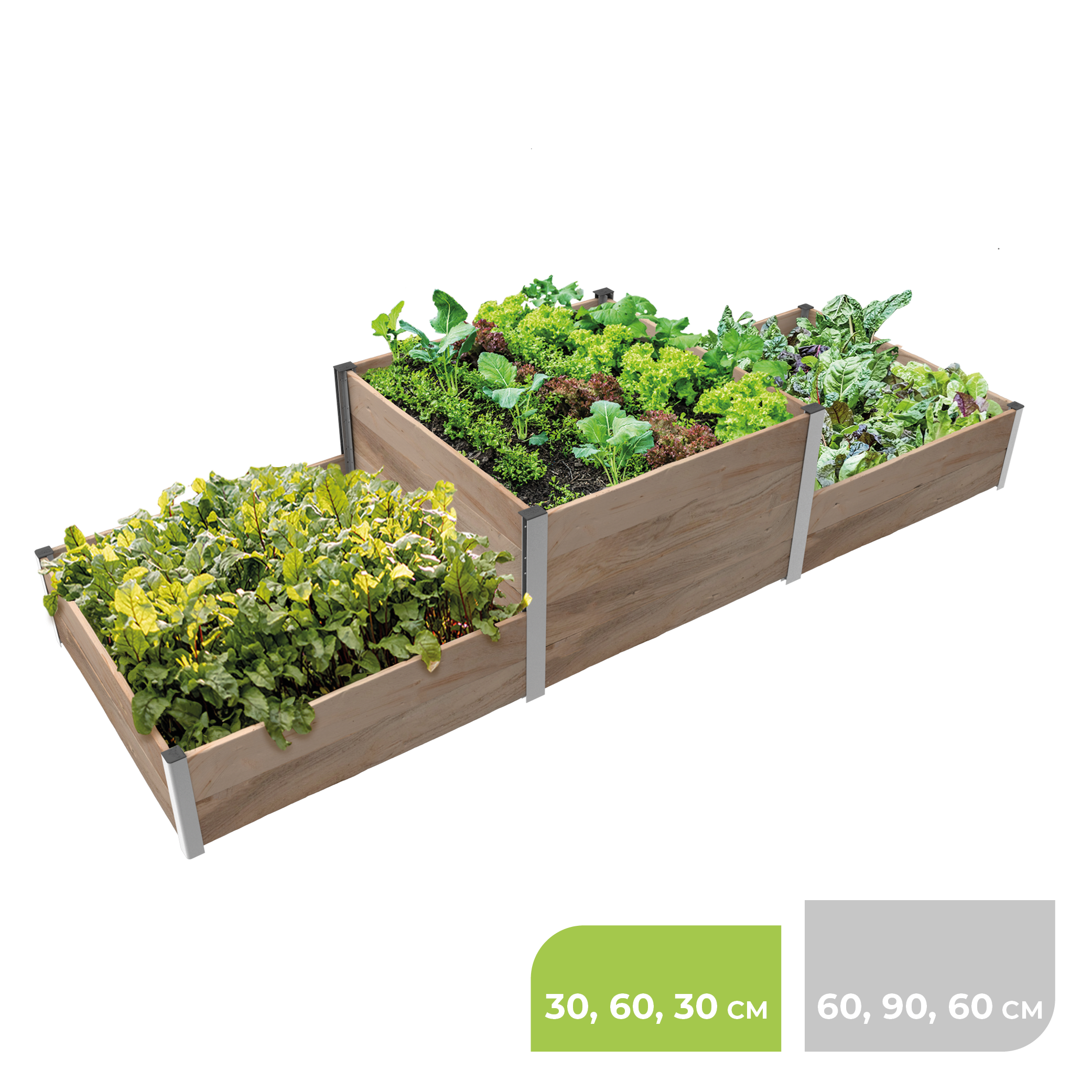 BioGreen Modulares Hochbeet-System ErnteMAXX Siegerpodest 3 Quadratmeter 30 und 60 cm Höhe