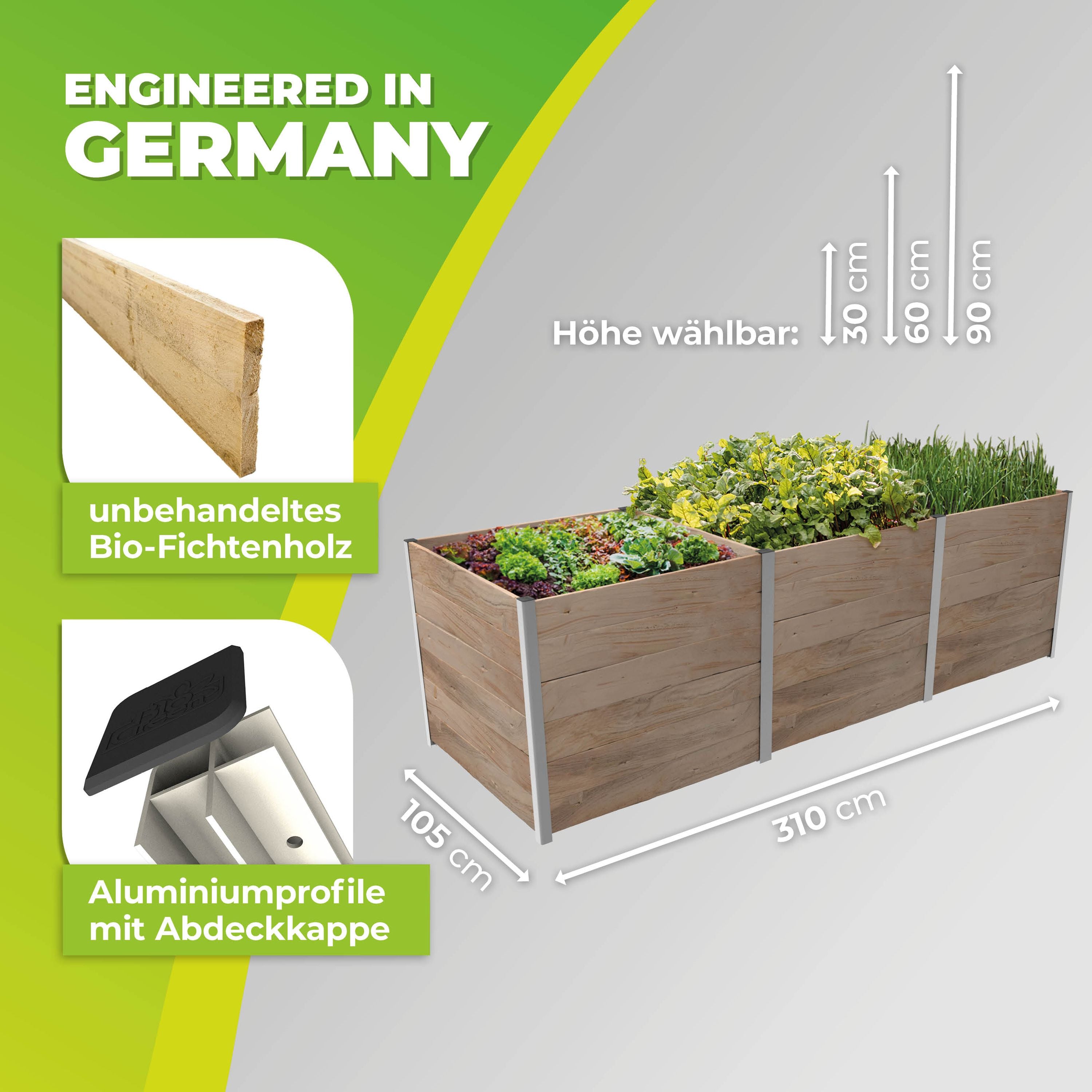 BioGreen Modulares Hochbeet-System ErnteMAXX Abmessungen