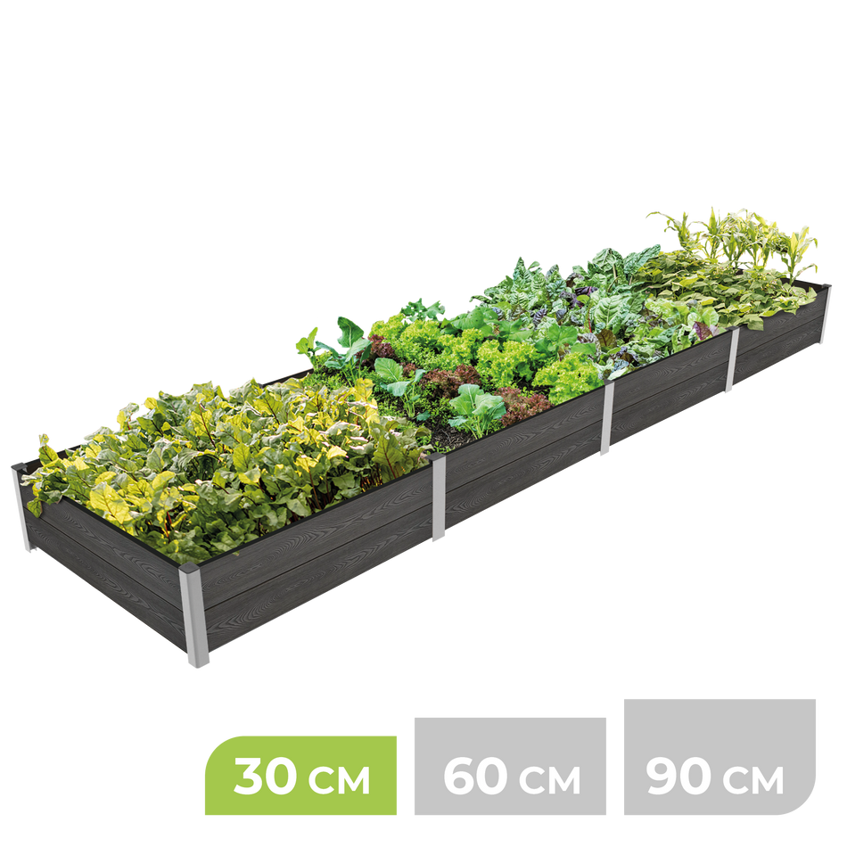 4-Modul Hochbeet ErnteMAXX 75 in Reihe aus WPC – in 3 Höhen verfügbar