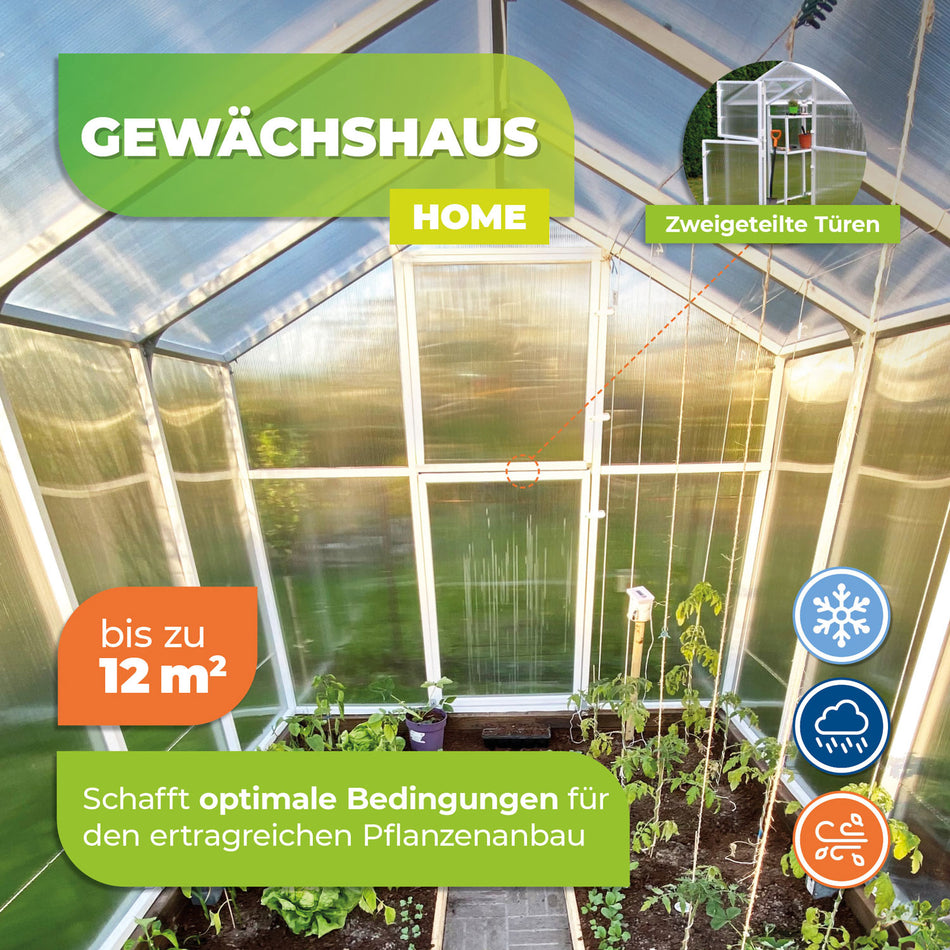Gewächshaus "Home" mit robustem PVC und Metallgestell in 4 Größen erhältlich
