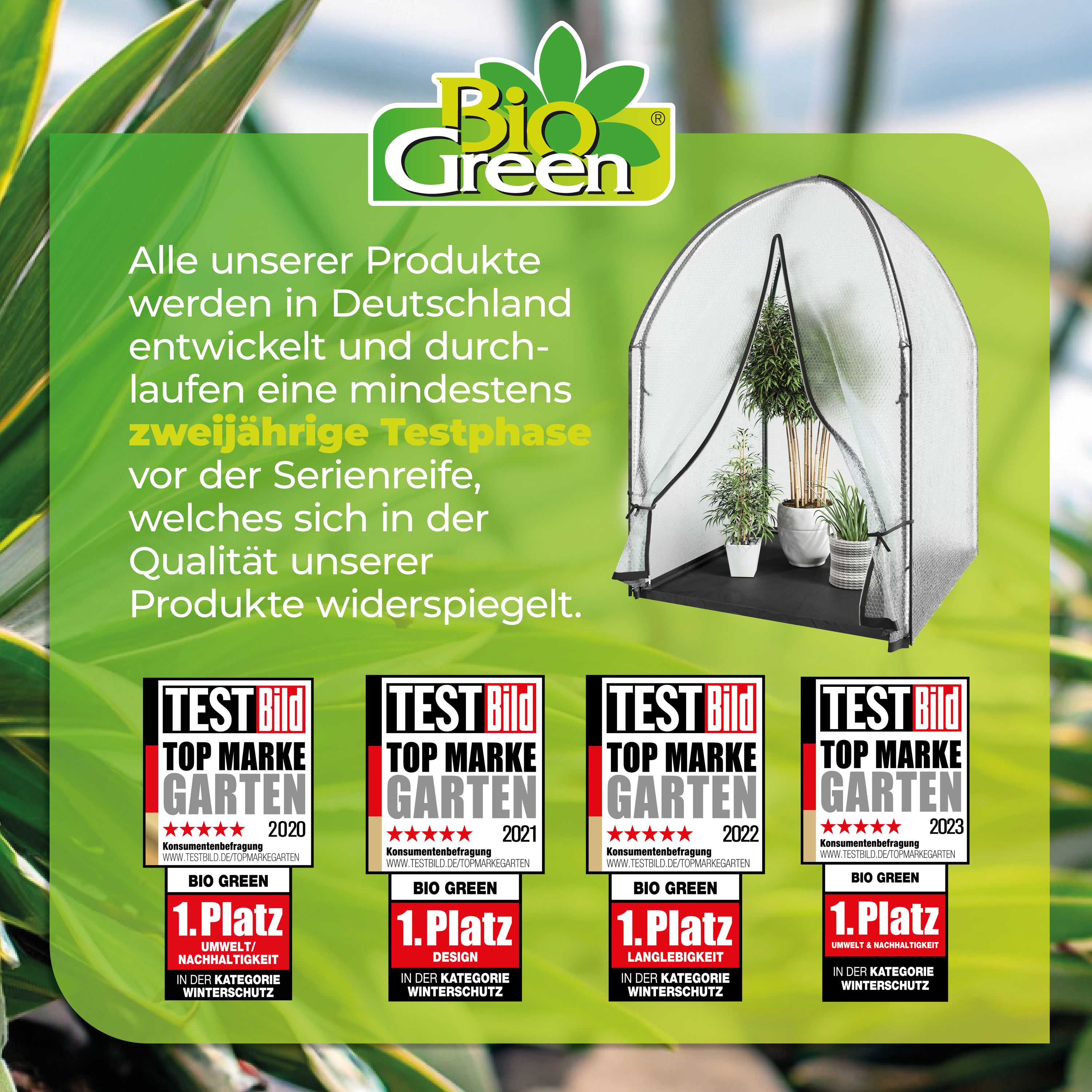 Bio Green Winterschutzzelt für Pflanzen Icedome bietet Schutz im Winter und im Sommer