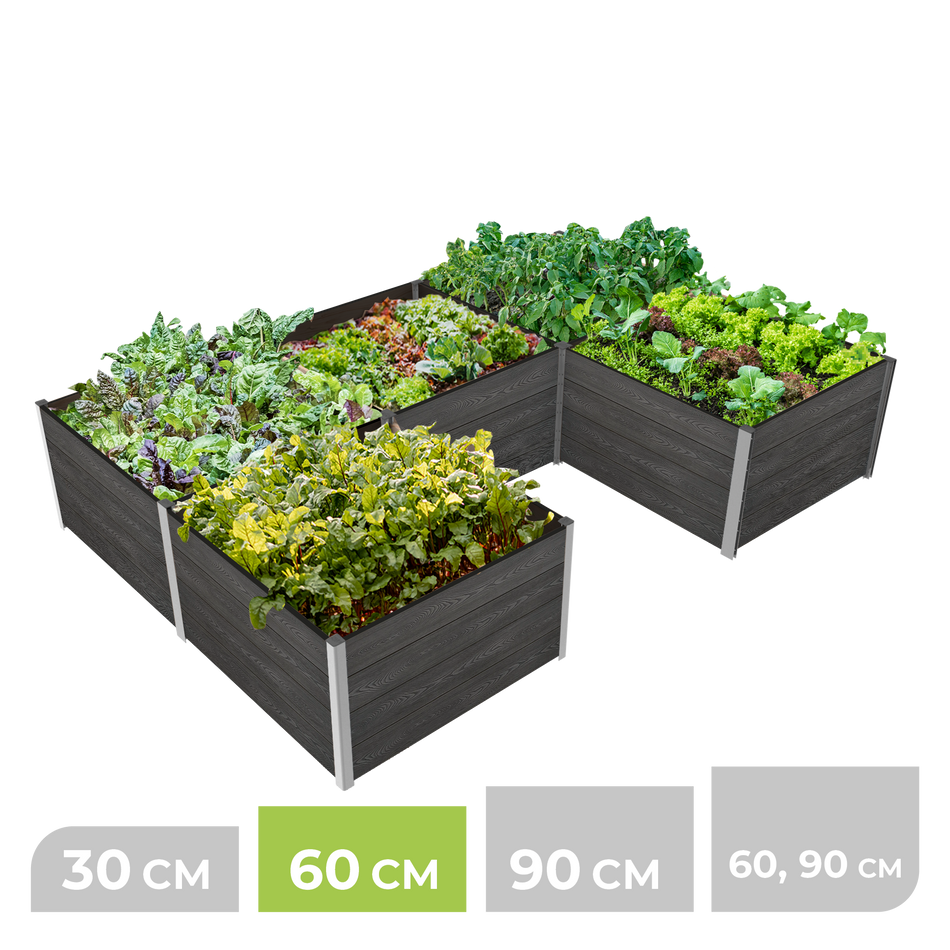 5-Modul Hochbeet ErnteMAXX 75 in U-Form aus WPC – in 4 Höhen verfügbar