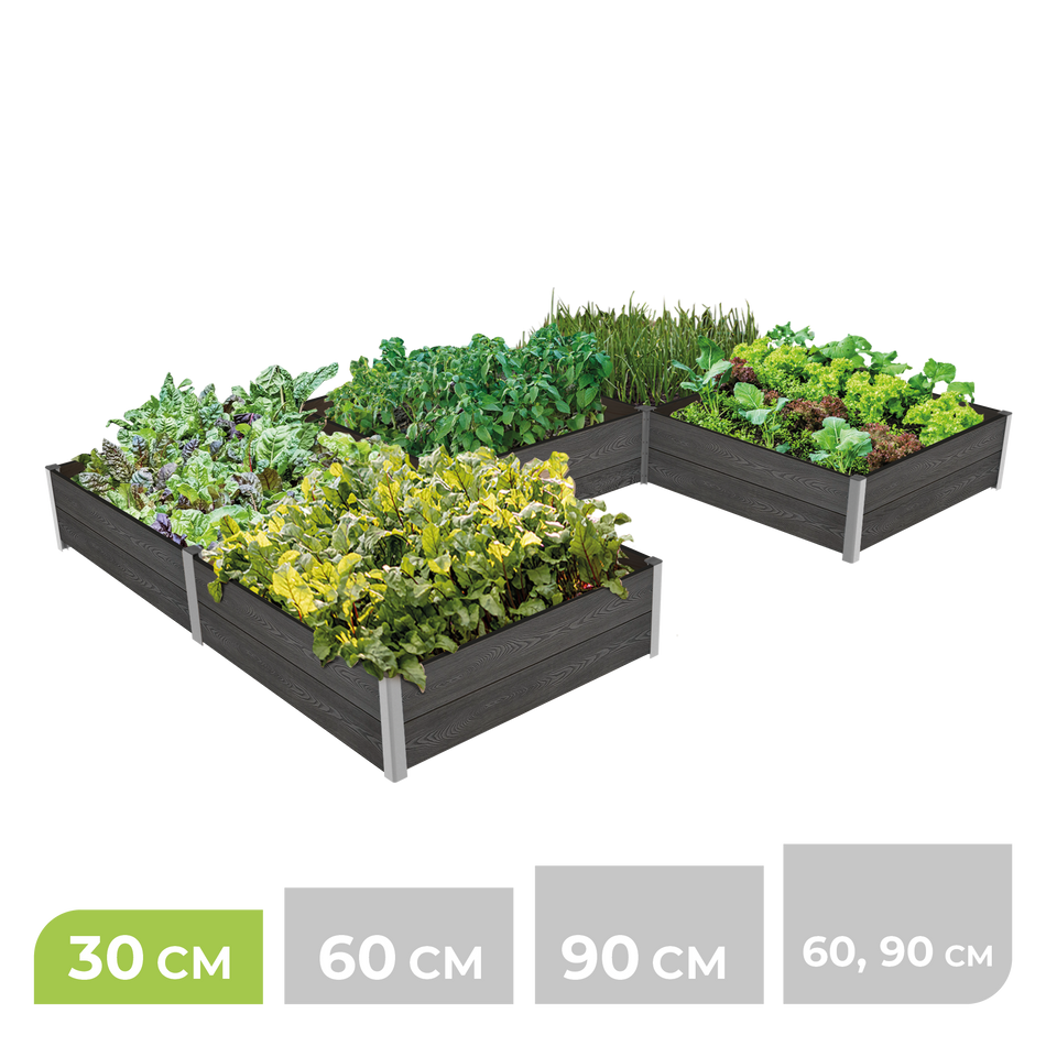 5-Modul Hochbeet ErnteMAXX 75 in U-Form aus WPC – in 4 Höhen verfügbar