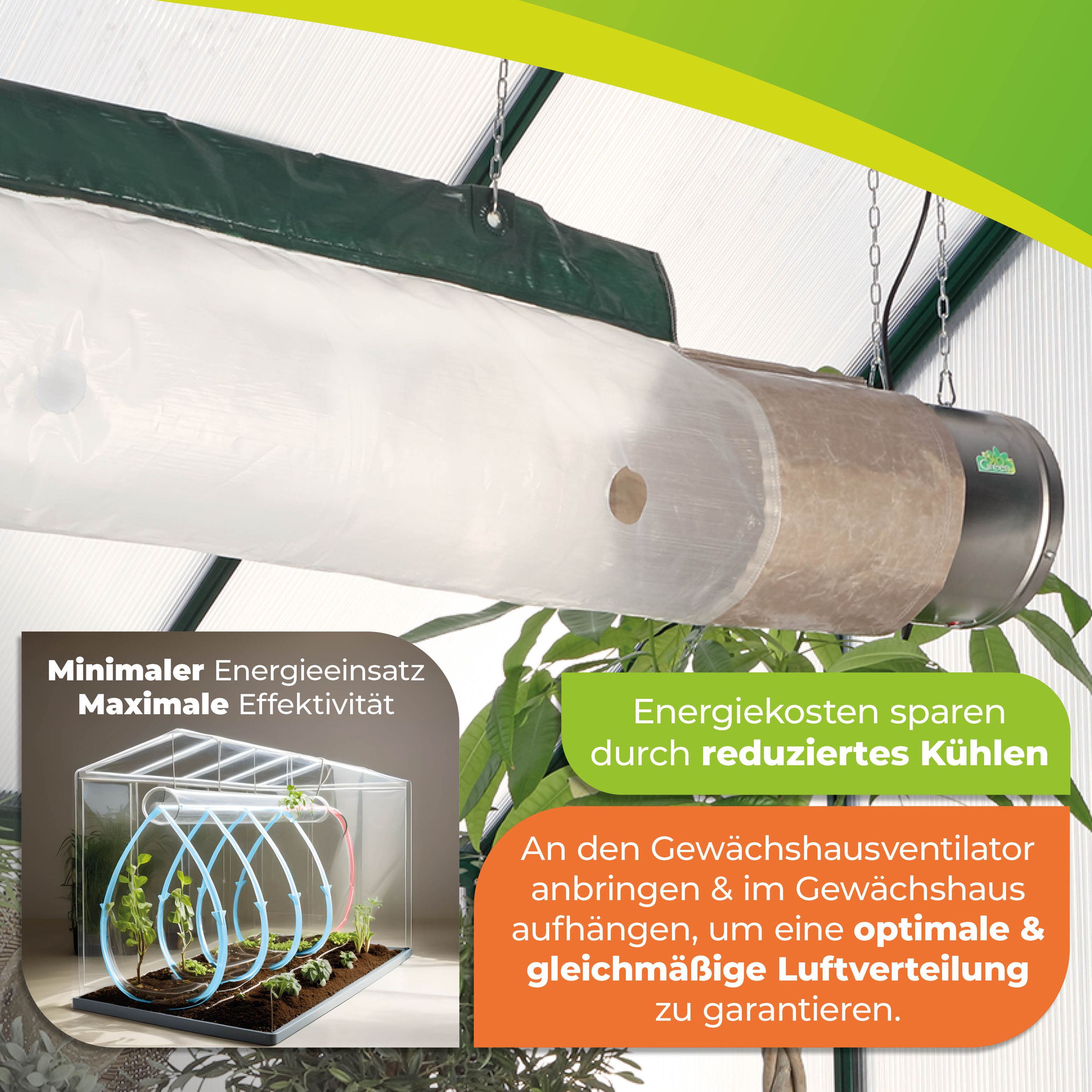 Ventilateur Arizona avec tuyau à économie d'énergie, 460 m³/h, 230 V