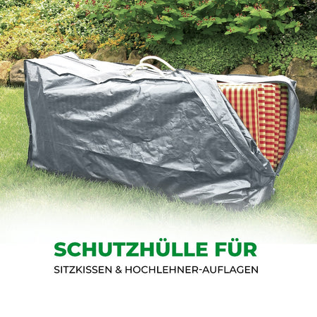 Rainexo Aufbewahrungshülle für Sitzkissen und Hochlehner-Auflagen - silbergrau - Milieubild