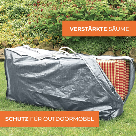 Rainexo Aufbewahrungshülle für Sitzkissen und Hochlehner-Auflagen - silbergrau - mit verstärkten Säumen