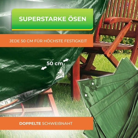 Rainexo Gartentisch-Schutzhülle mit robusten Ösen und doppelter Schweißnaht - grün - oval