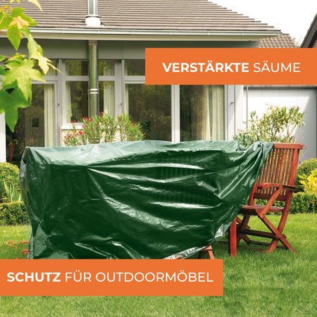 Rainexo Gartentisch-Schutzhülle mit verstärkten Säumen - grün - oval