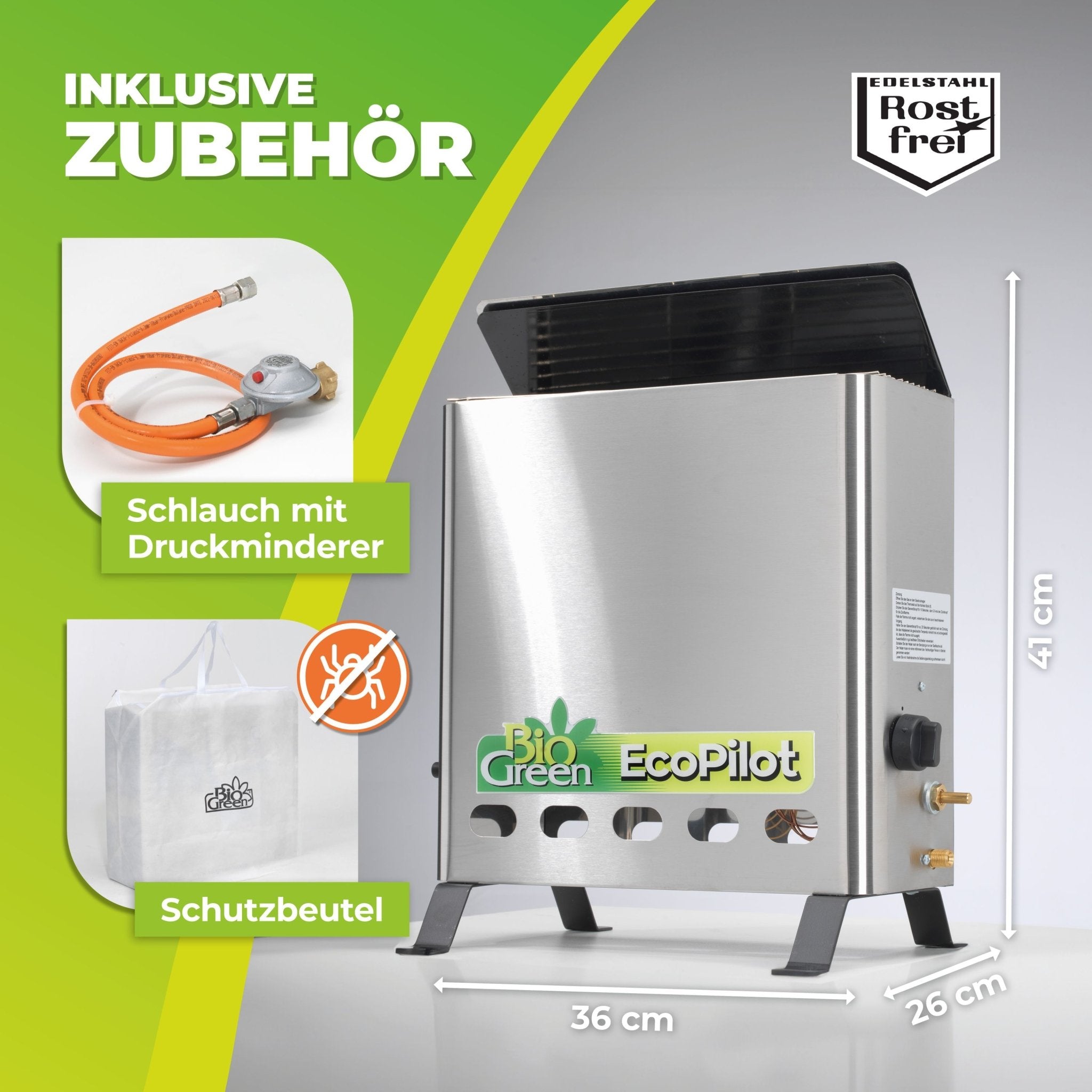 Gas - Gewächshausheizung "EcoPilot" mit Zwei - Flaschen - Anlage "Multimatic" - BioGreen GmbH