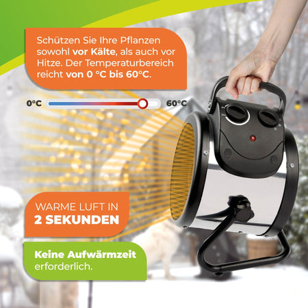 Gewächshausheizung "Palma" mit manuellem Thermostat 2000 W - BioGreen GmbH