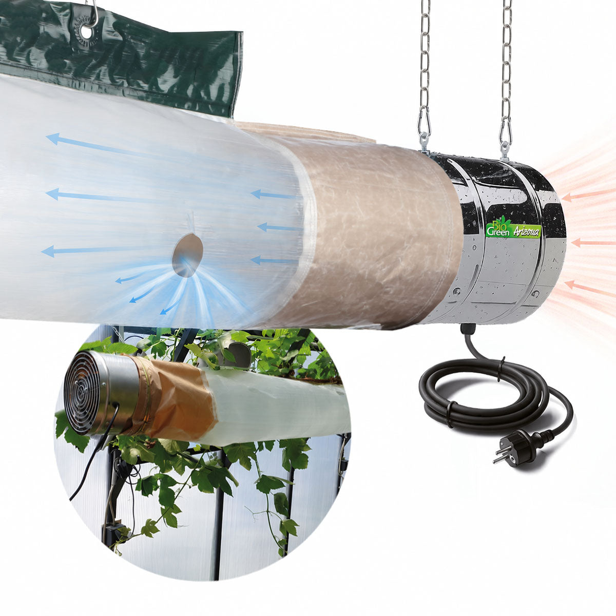 Ventilateur Arizona avec tuyau à économie d'énergie, 460 m³/h, 230 V
